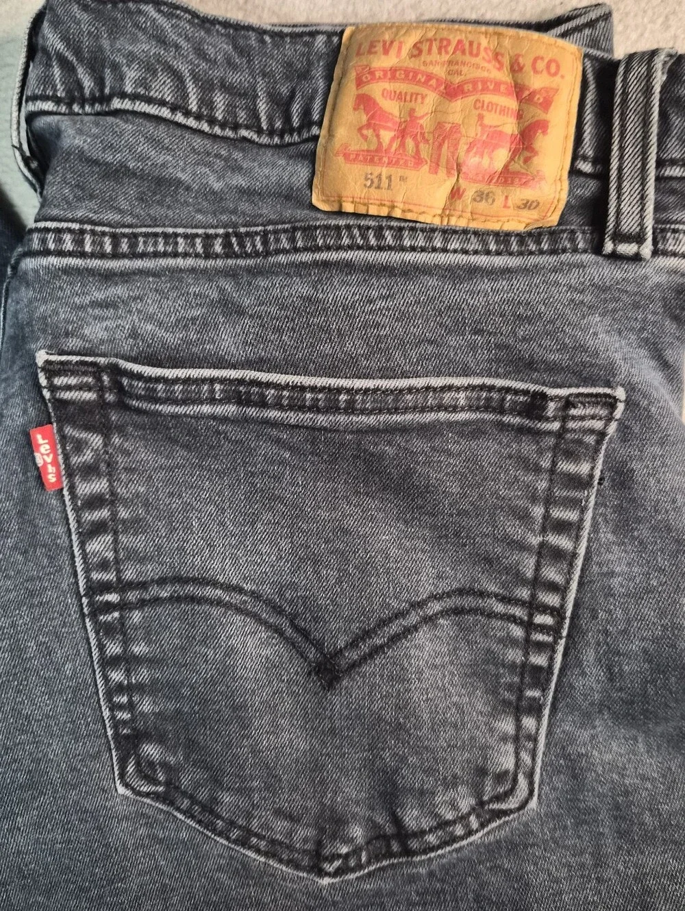 Levi's 511 dark grey denim straight leg jeans mens Size 36x30